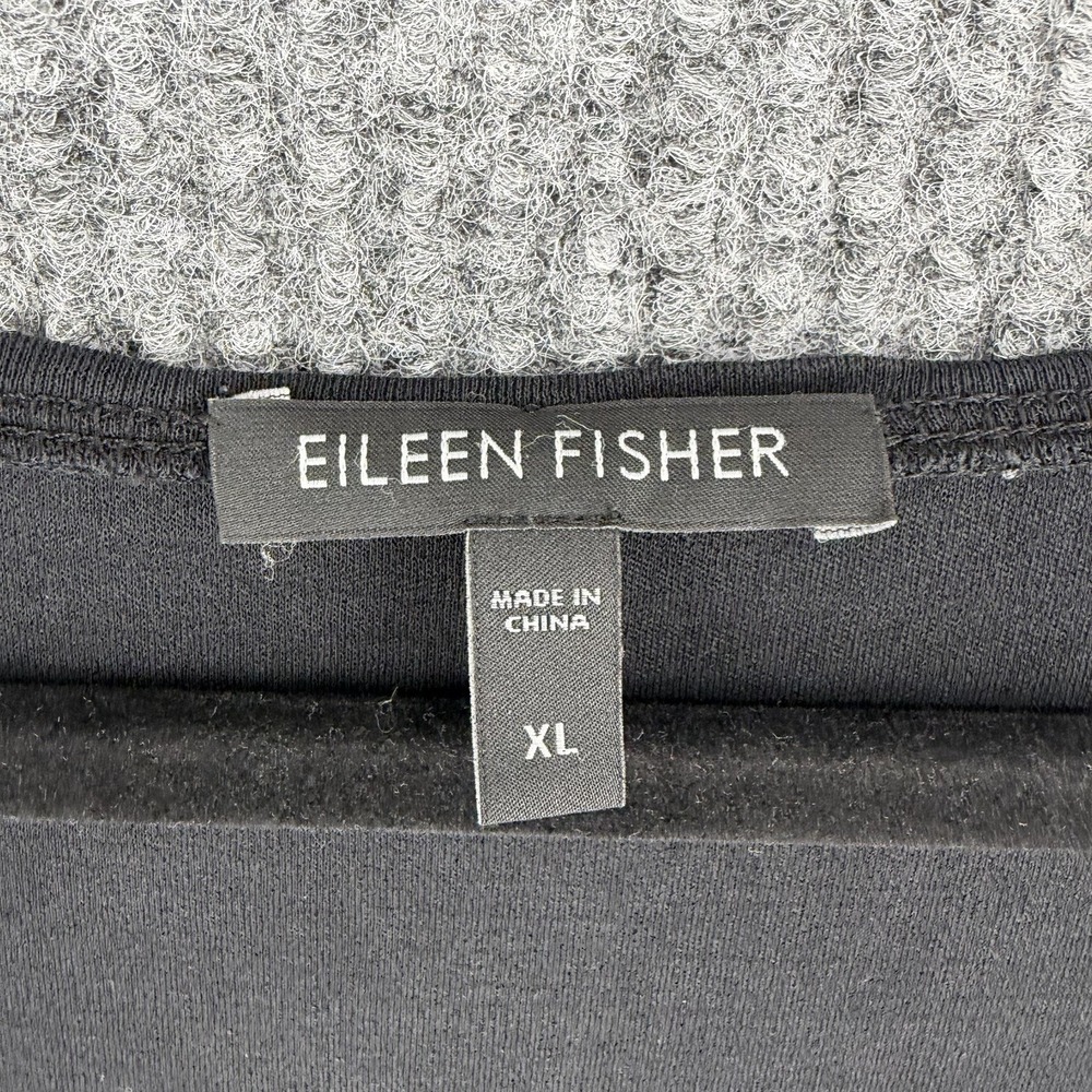 Eileen Fisher 100% silk top Lagenlook swing tunic black 3/4 sleeve women's XL - Picture 4 of 8